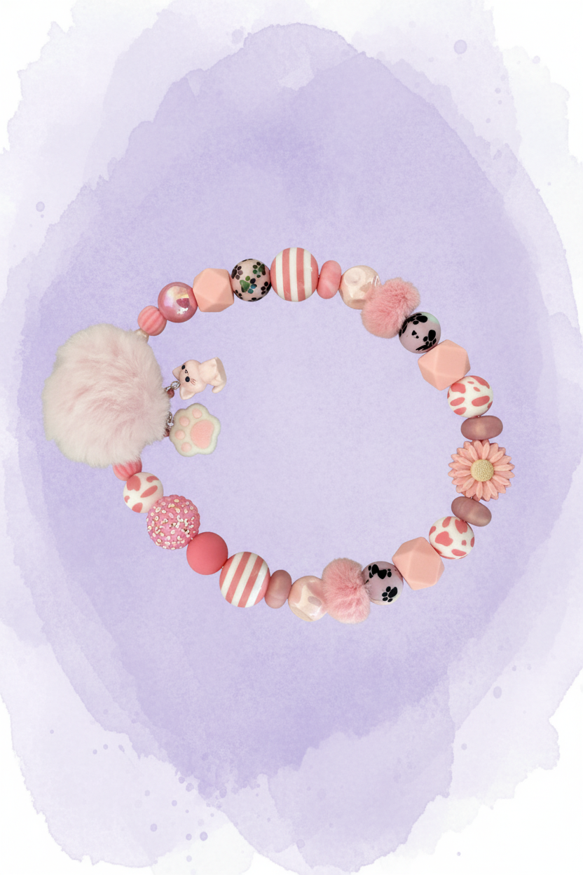 I Fluffing Love Cats — Roze Gestreepte Bag Charm