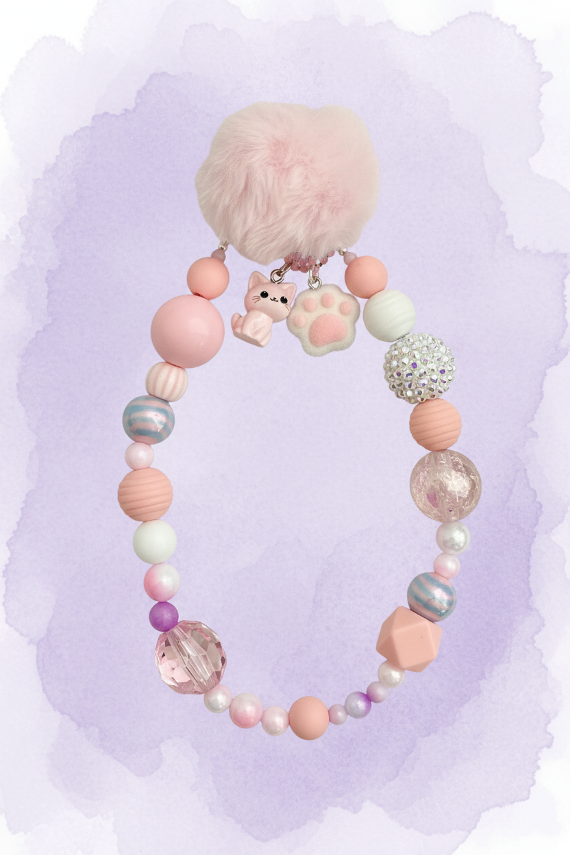 I Fluffing Love Cats — Zachtroze Iriserende Bag Charm