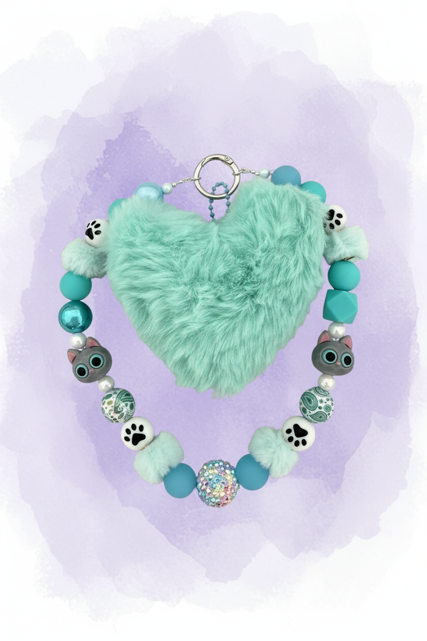 I Fluffing Love Cats — Turquoise Hart Bag Charm